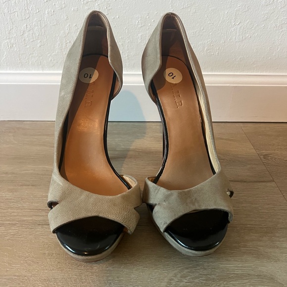 NWT LAMB suede women’s peep toe sandals pumps, size 10 genuine leather shoes - Picture 3 of 4